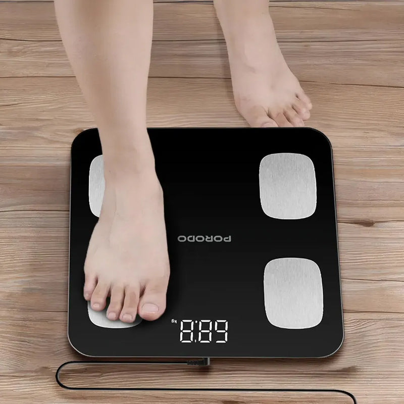 Porodo Lifestyle 8-Electrode Smart Body Analyzer Scale Composition with Digital Display - Black