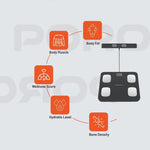 Porodo Lifestyle 8-Electrode Smart Body Analyzer Scale Composition with Digital Display - Black