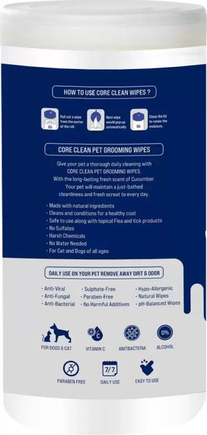 Core Cleaning Pet Grooming Wipes