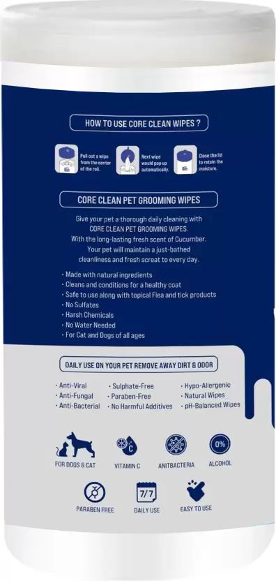 Core Cleaning Pet Grooming Wipes