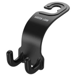 Green Lion Car Headrest Dual Hook Organizer - Black
