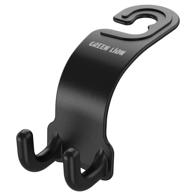 Green Lion Car Headrest Dual Hook Organizer - Black