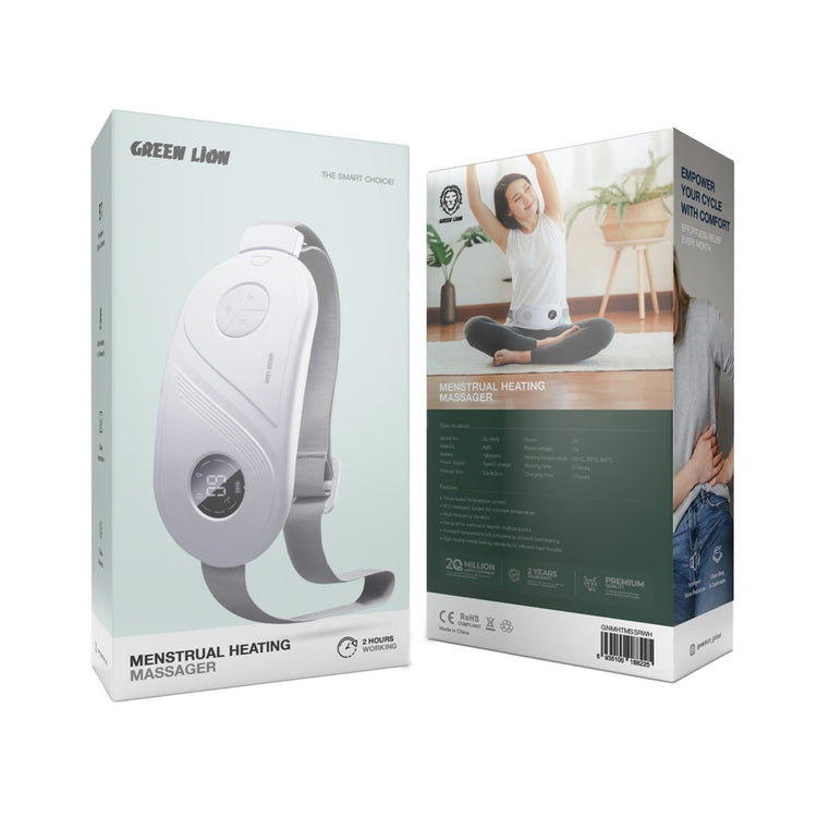 Green Lion Menstrual Heating Massager with soothing heat and massage function for menstrual pain relief.