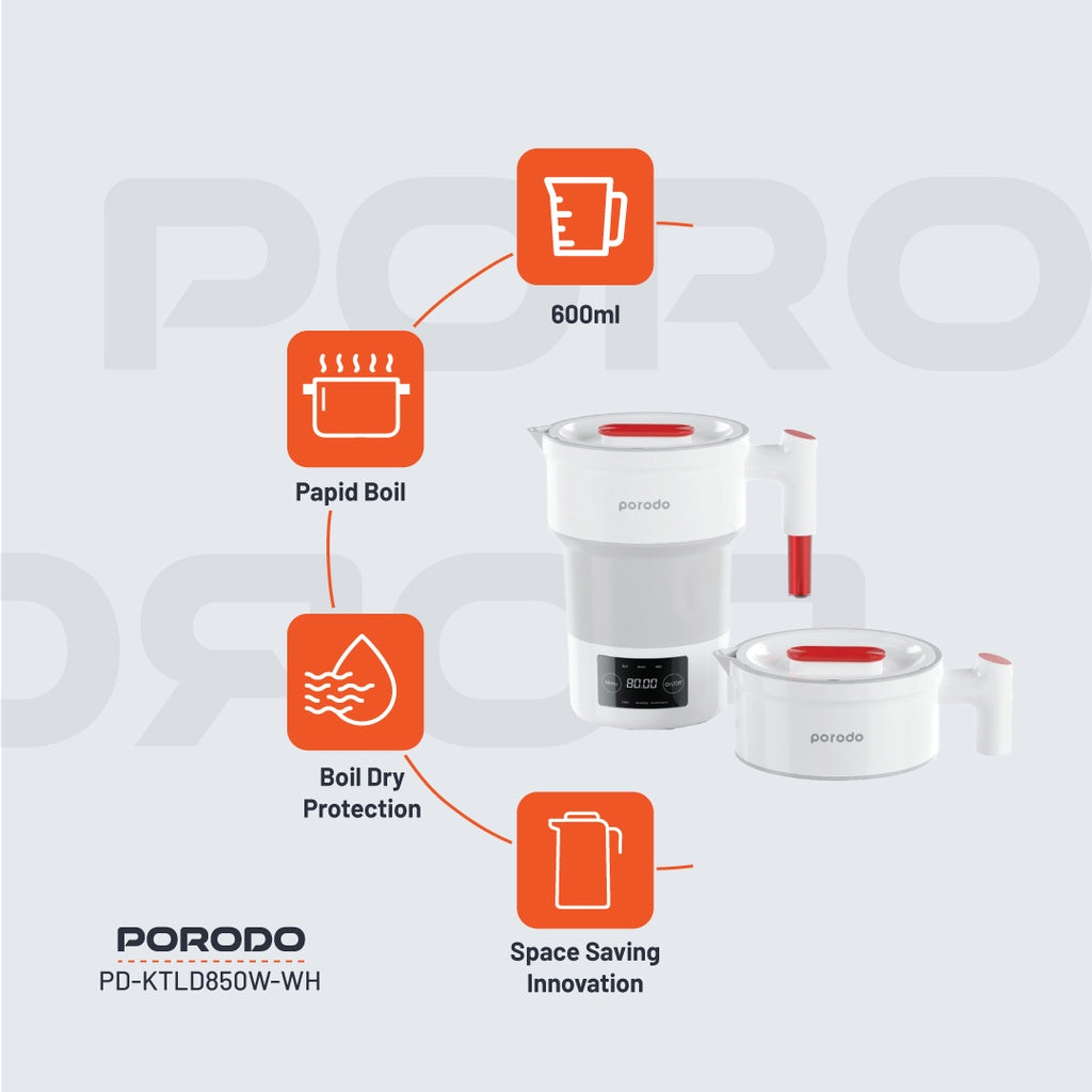 Porodo Lifestyle Portable Folding Electric Kettle 