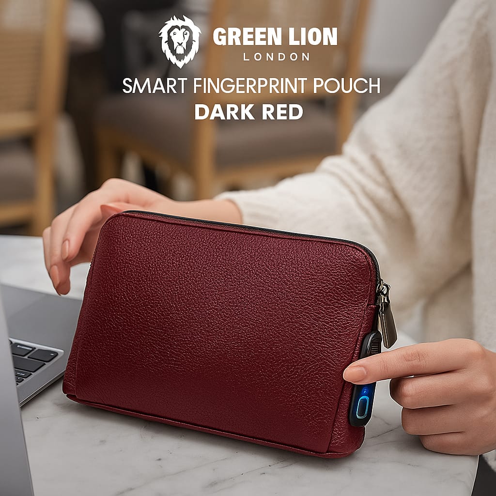 Green Lion London Smart Fingerprint Pouch - Dark Red