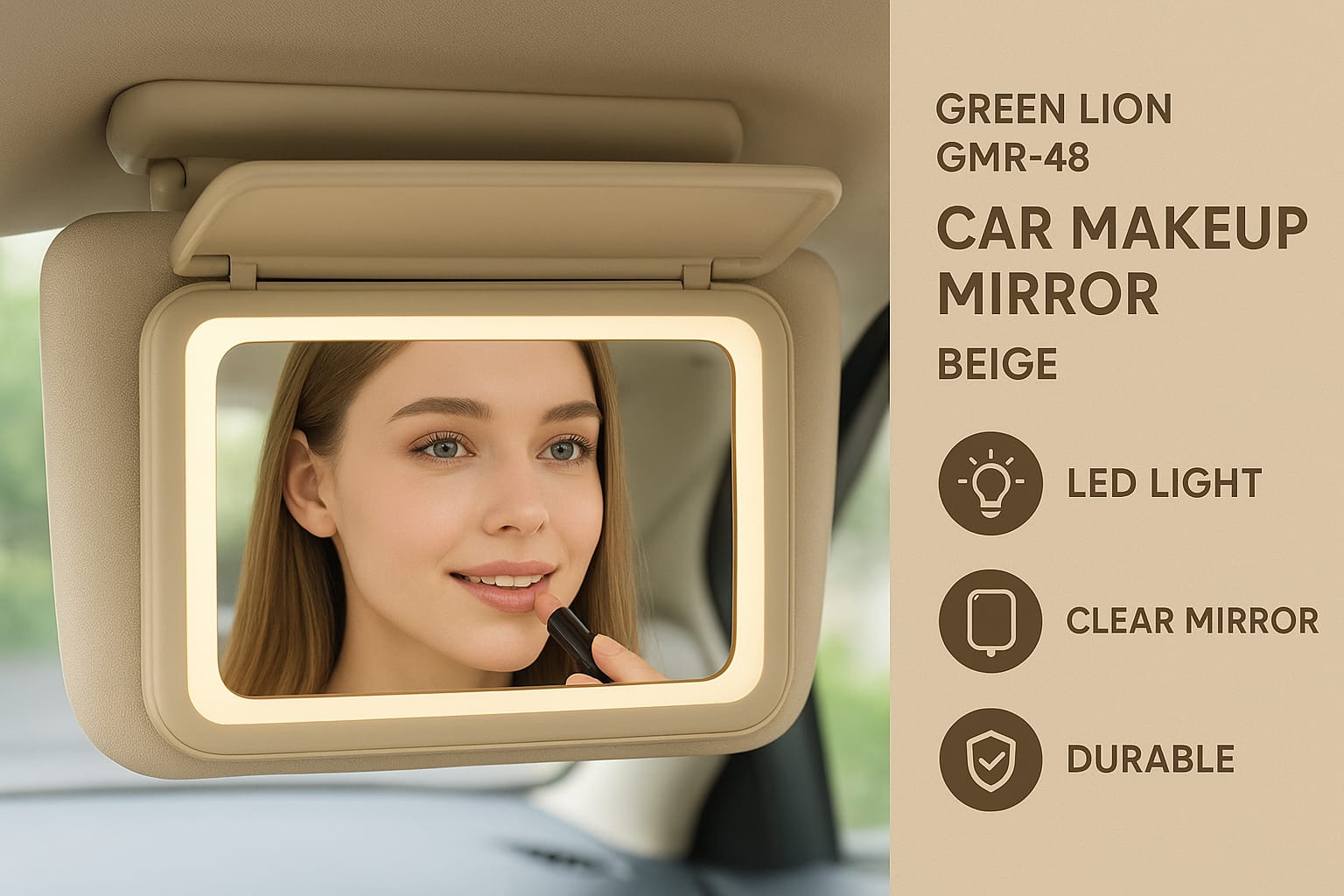 Green Lion GMR-48 Car Makeup Mirror - Biege