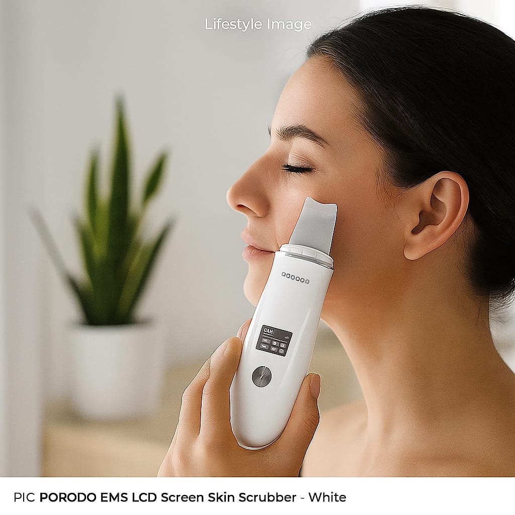 Porodo EMS LCD Screen Skin Scrubber - White
