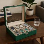 Green Lion classic Watch Box 10 slots with Glass - Green
