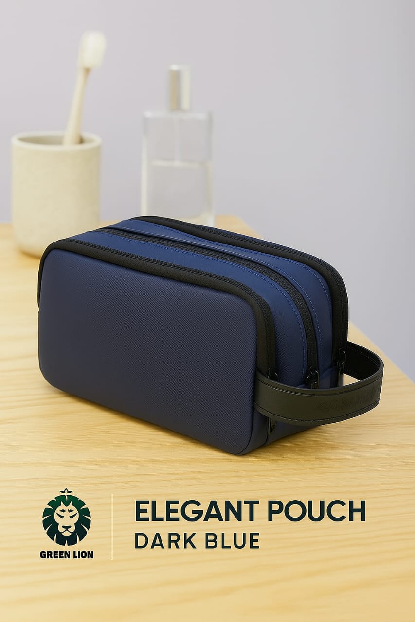 Green Lion Elegant Pouch Dark Blue